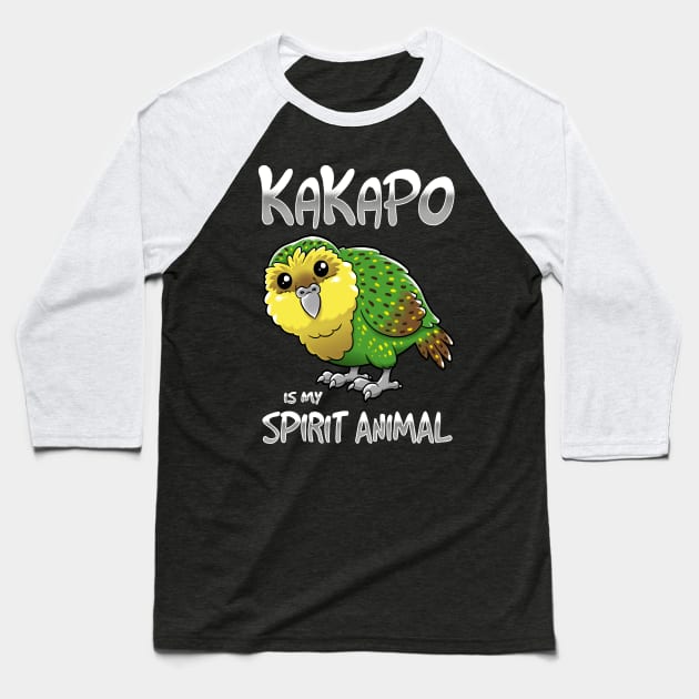 Kakapo Spirit Animal Baseball T-Shirt by Andriu